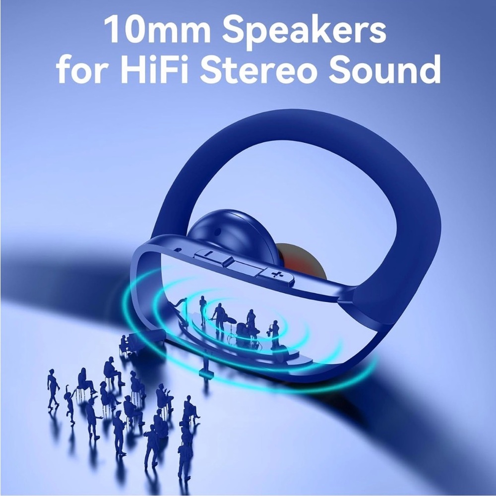Wireless Earbuds Bluetooth w 80H Playtime LED Display Case, Over-Ear Hook w Mic - Picture 4 of 9